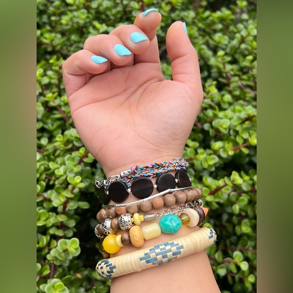 7 piece handmade stackable boho bracelet set wrap adjustable elastic bracelets - Picture 4 of 8